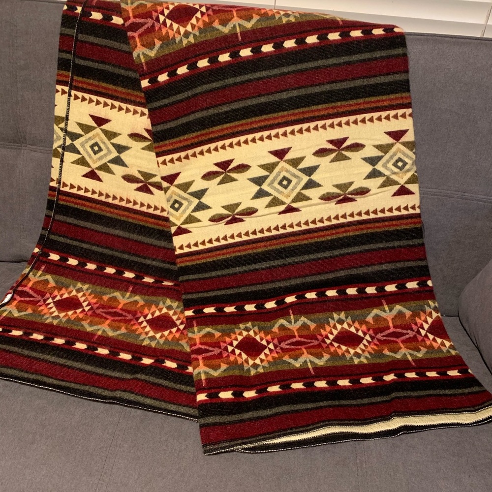 Alpaca wool blended blanket Native print